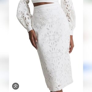 Reiss White Lace Pencil Skirt